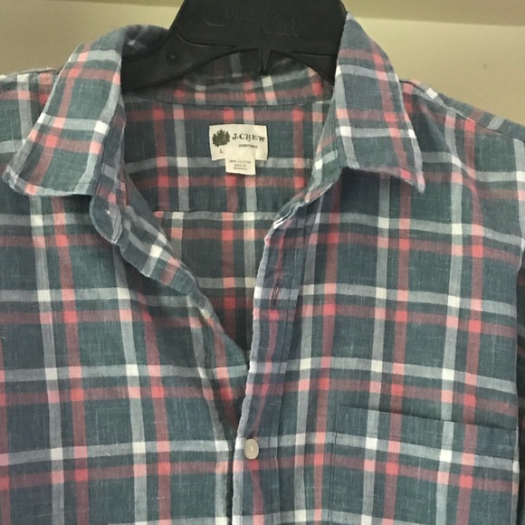 J. CREW Men’s Plaid Washed Shirt Sz L - Picture 3 of 8